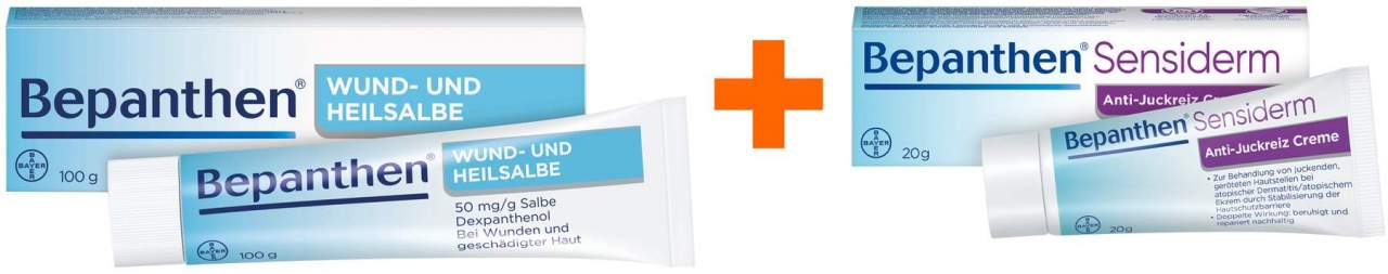 Bepanthen Wund- und Heilsalbe 100 g Salbe + Bepanthen Sensiderm Anti - Juckreiz Creme 20 g