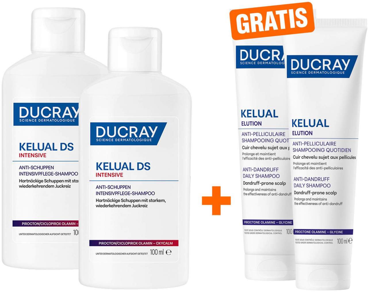 Ducray Kelual DS intensives Anti - Schuppen Shampoo 2 x 100 ml + gratis Elution Shampoo 2 x 100 ml