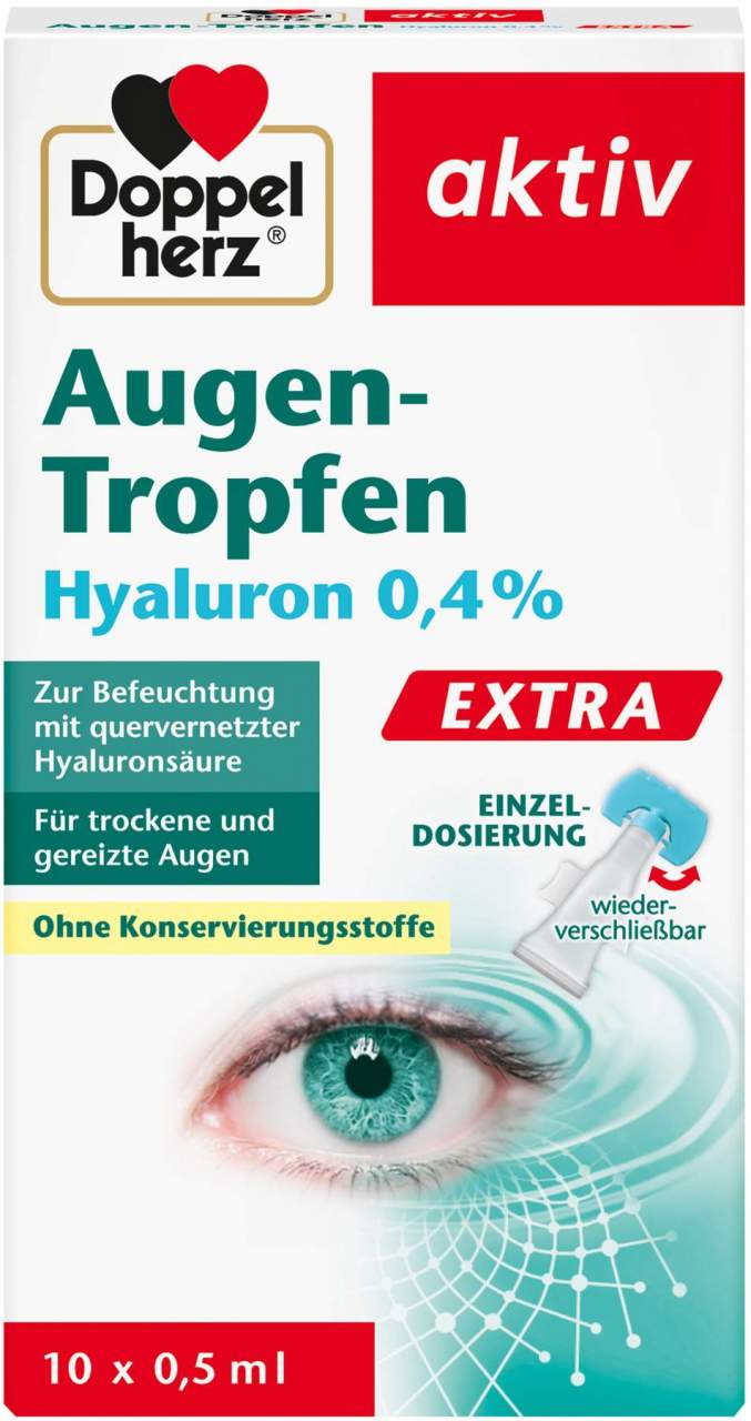 Doppelherz Aktiv Augen-Tropfen Hyaluron 0,4 % Extra 10 X 0,5 ml