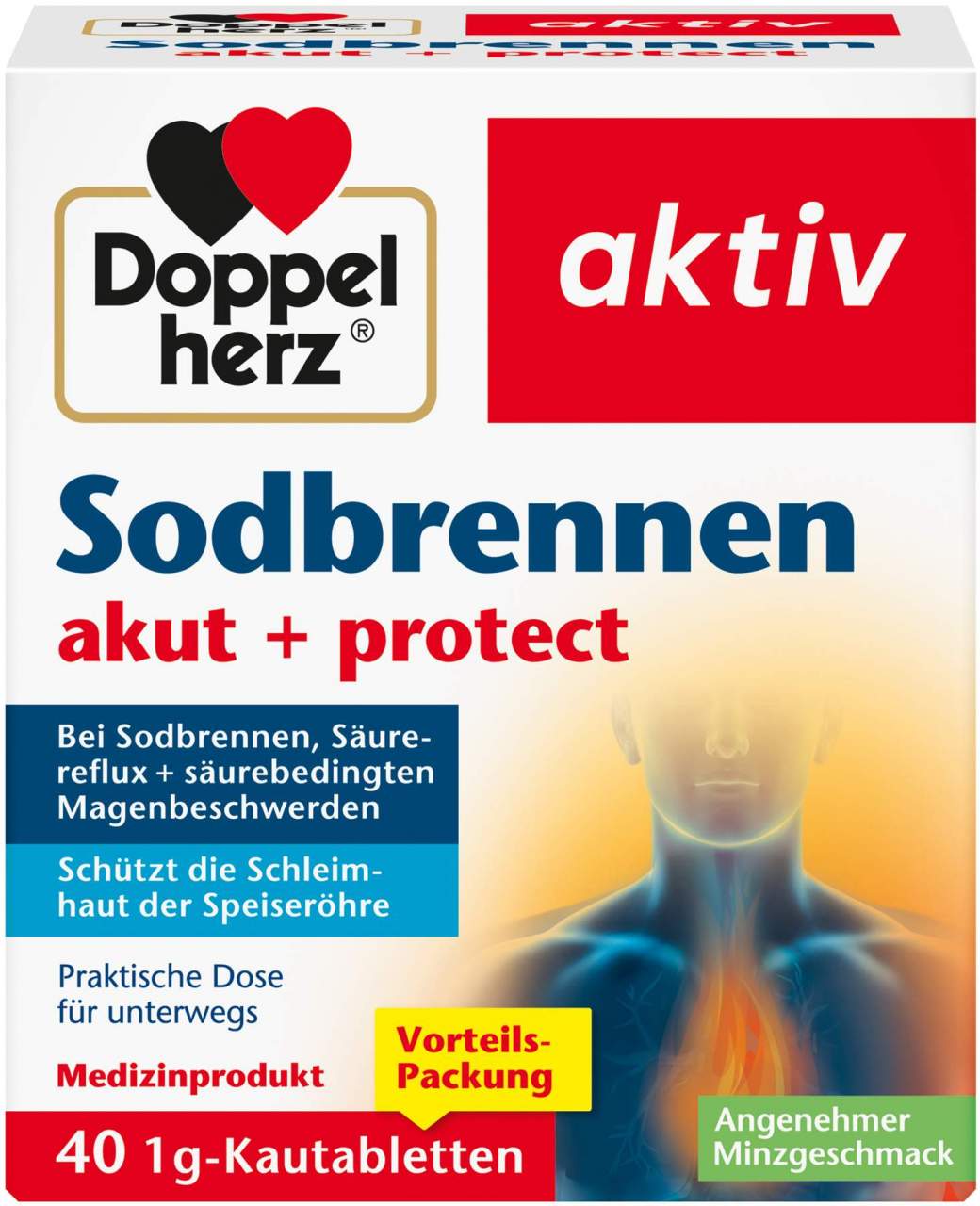 Doppelherz Aktiv Sodbrennen Akut+protect 40 Kautabletten