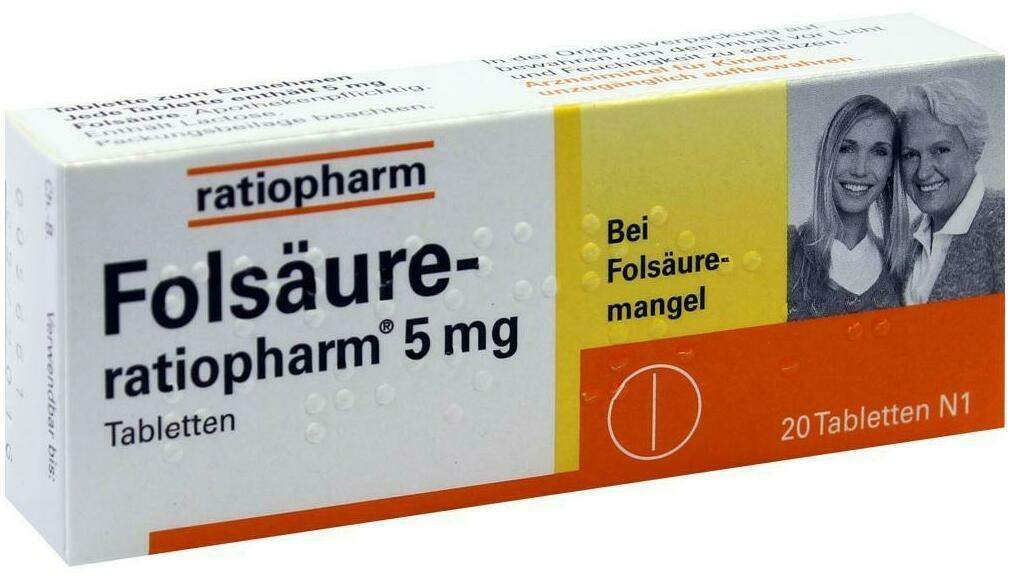 Folsäure-Ratiopharm 5 mg 20 Tabletten