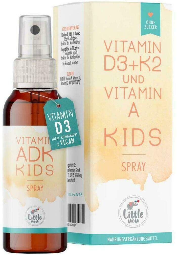 Little Wow Vitamin Adk Kids D3 K2 A Kids Veganes Spray 25 ml