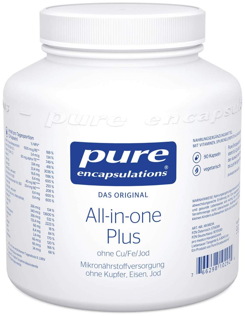 Pure Encapsulations All-In-One Plus Ohne Cu-Fe-Jod 180 Kapseln