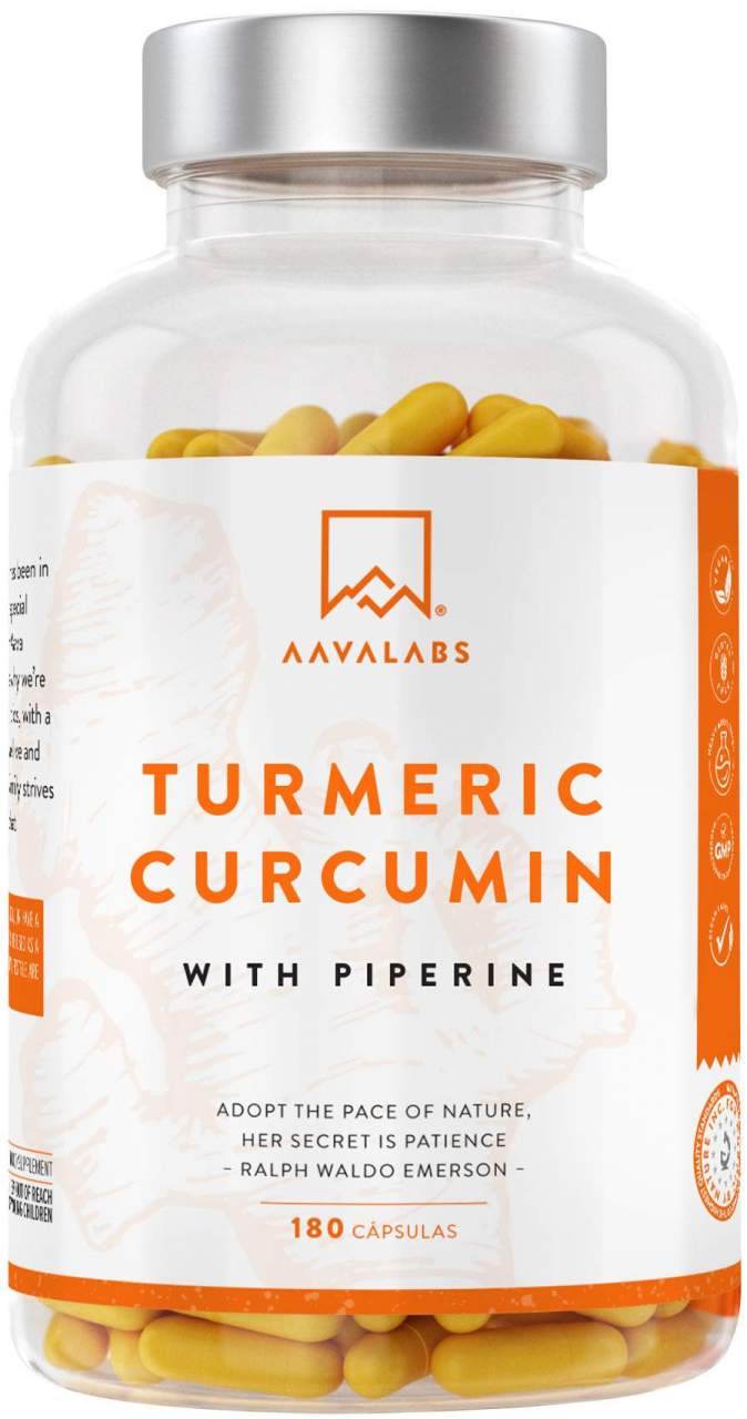 Aavalabs Curcumin + Piperin Vegan 180 Kapseln