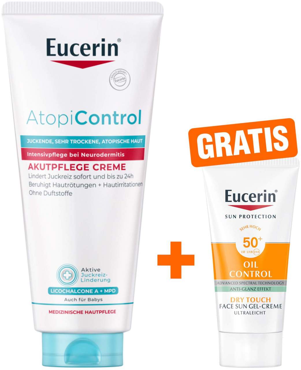 Eucerin AtopiControl Akut Creme 100 ml + gratis Eucerin Sun Gel-Creme Oil Control 20 ml