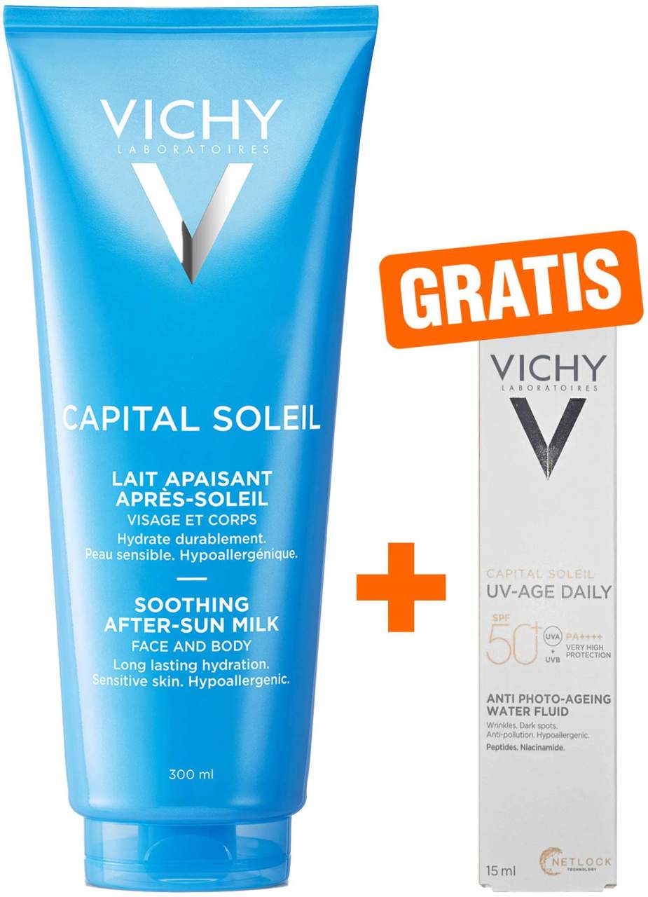 Vichy Capital Soleil nach der Sonne 300 ml Pflegemilch + gratis Vichy Capital Soleil UV-Age Daily LSF 50+ 15 ml - After Sun Pflege