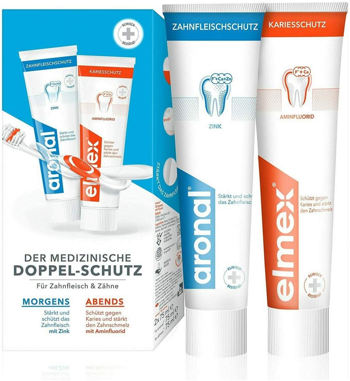 Aronal und Elmex Doppelschutz 2 x 75 g Zahnpasta