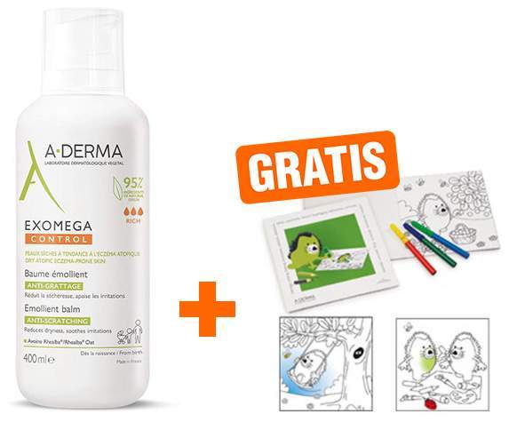 A-Derma Exomega Control Balsam rückfettend 400 ml + gratis Malbuch - Bei Hautreizung