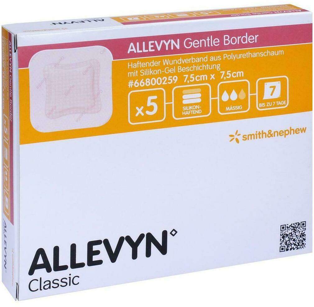 Allevyn Gentle Border 7,5 X 7,5 cm 5 Verbände