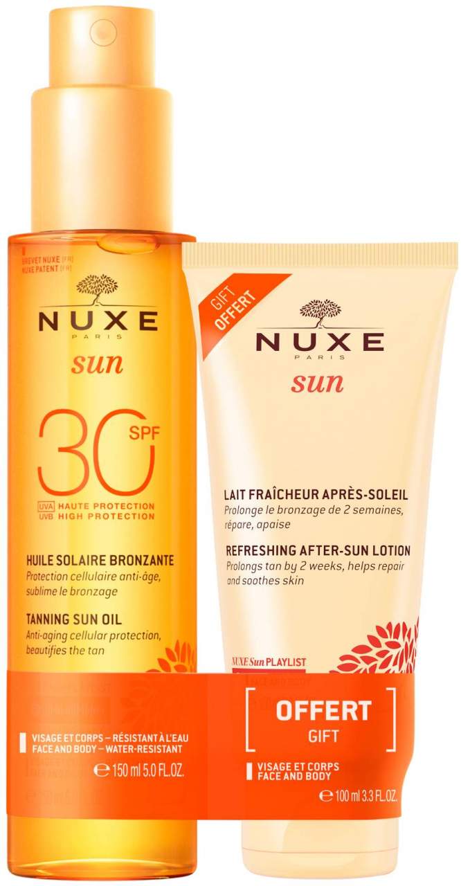 NUXE Sun Set Sonnenöl Gesicht & Körper LSF30 150 ml + gratis After Sun 100 ml - Schutz und Pflege für Haut und Haare