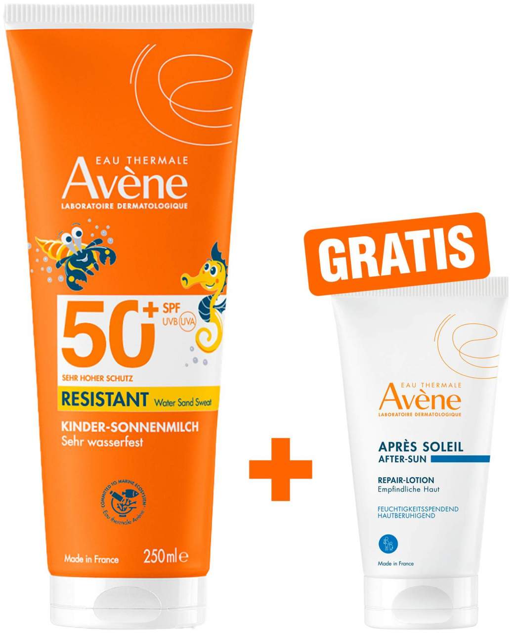 Avene Sunsitive Kinder Sonnenmilch SPF 50 + 250 ml Milch + gratis Repair - Lotion nach der Sonne 50 ml - Sonnenschutz