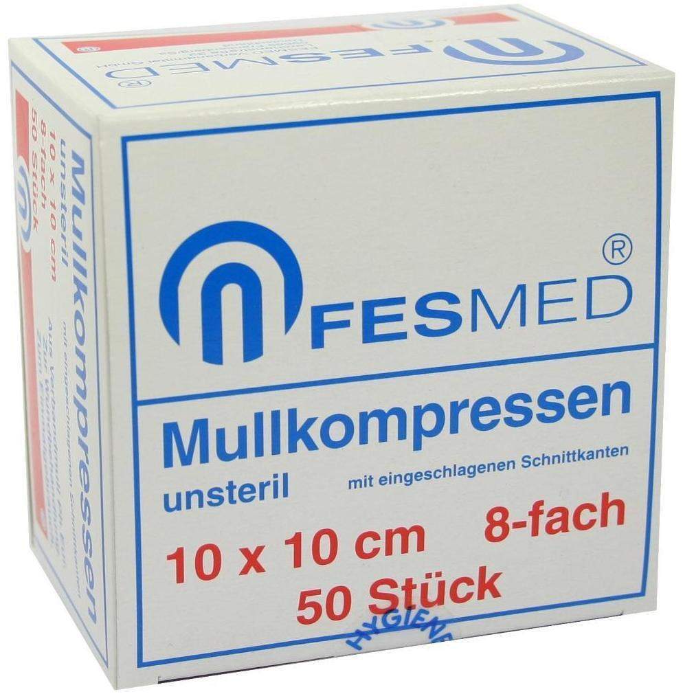 Mullkompressen Es 10 X 10 cm 8fach Unsteril 50 Kompressen