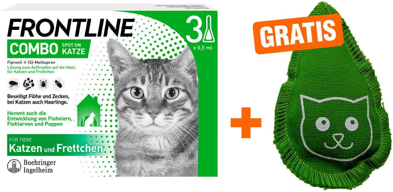 Frontline Combo Spot on Katze 3 Pipetten + gratis Baldriankissen 1 Stück
