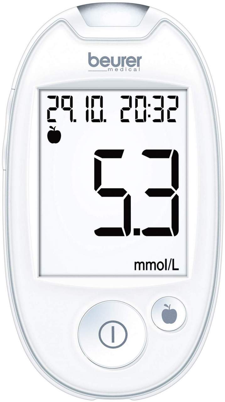 Beurer GL44 Blutzuckermessgerät mmol je l weiß