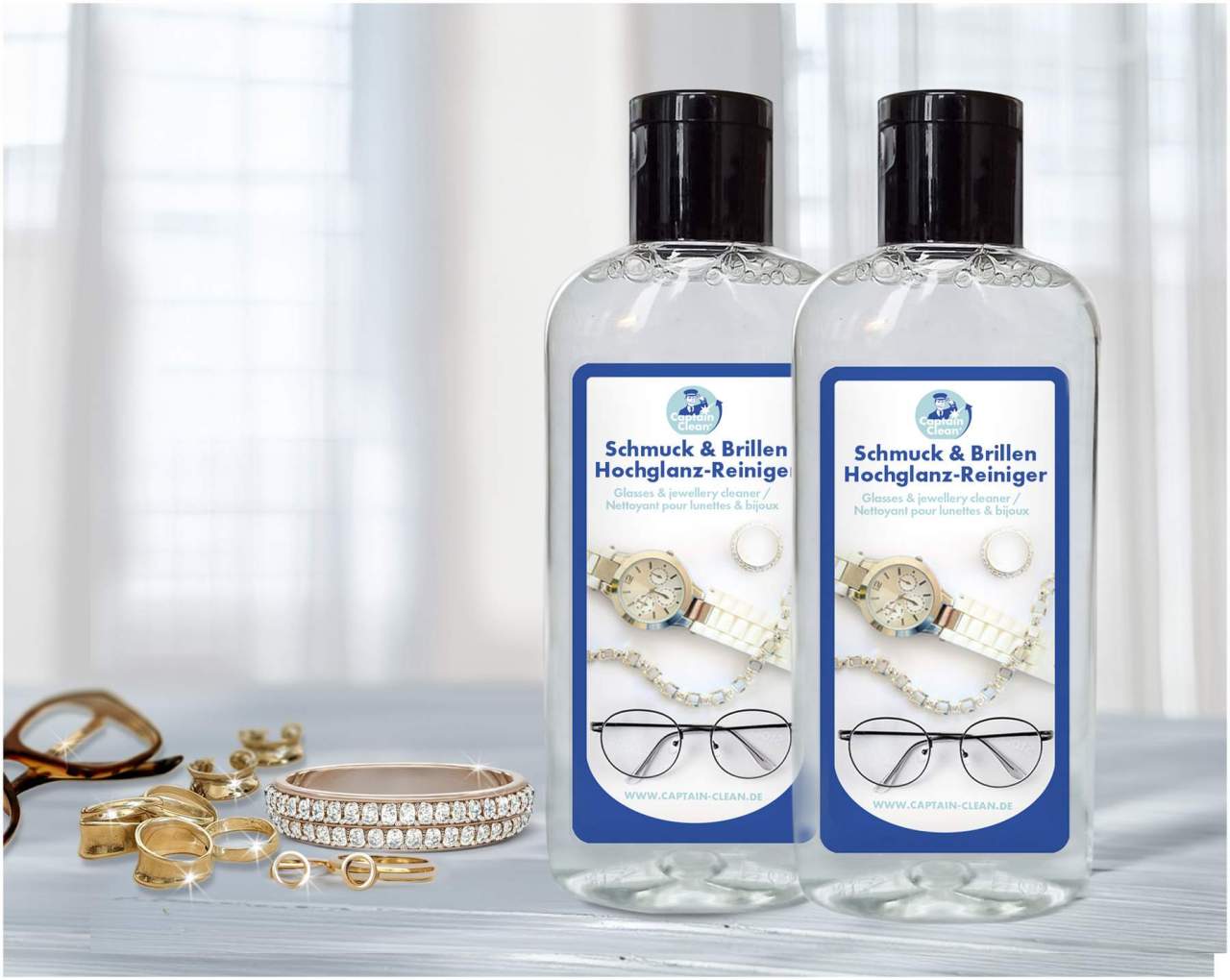 Hochglanz-Reiniger für Schmuck und Brillen, 2 x 100ml, 2er Set Captain Clean