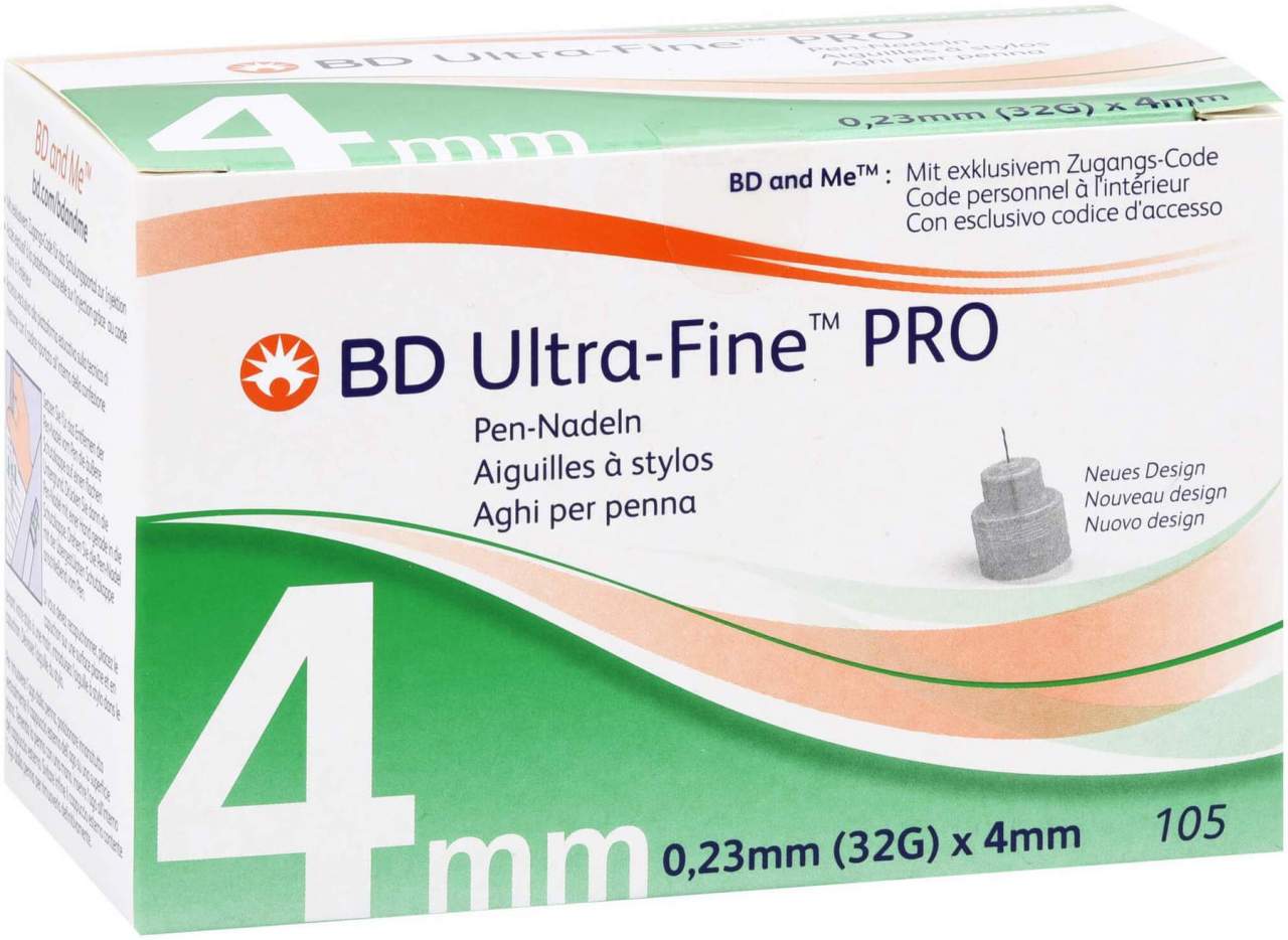 Bd Ultra-Fine Pro Pen-Nadeln 4 mm 32 G 0,23 mm 105 Stück