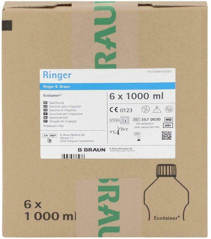 Ringer Lösung B. Braun Spüllösung Ecotainer 6 X 1000 ml Spüllösung