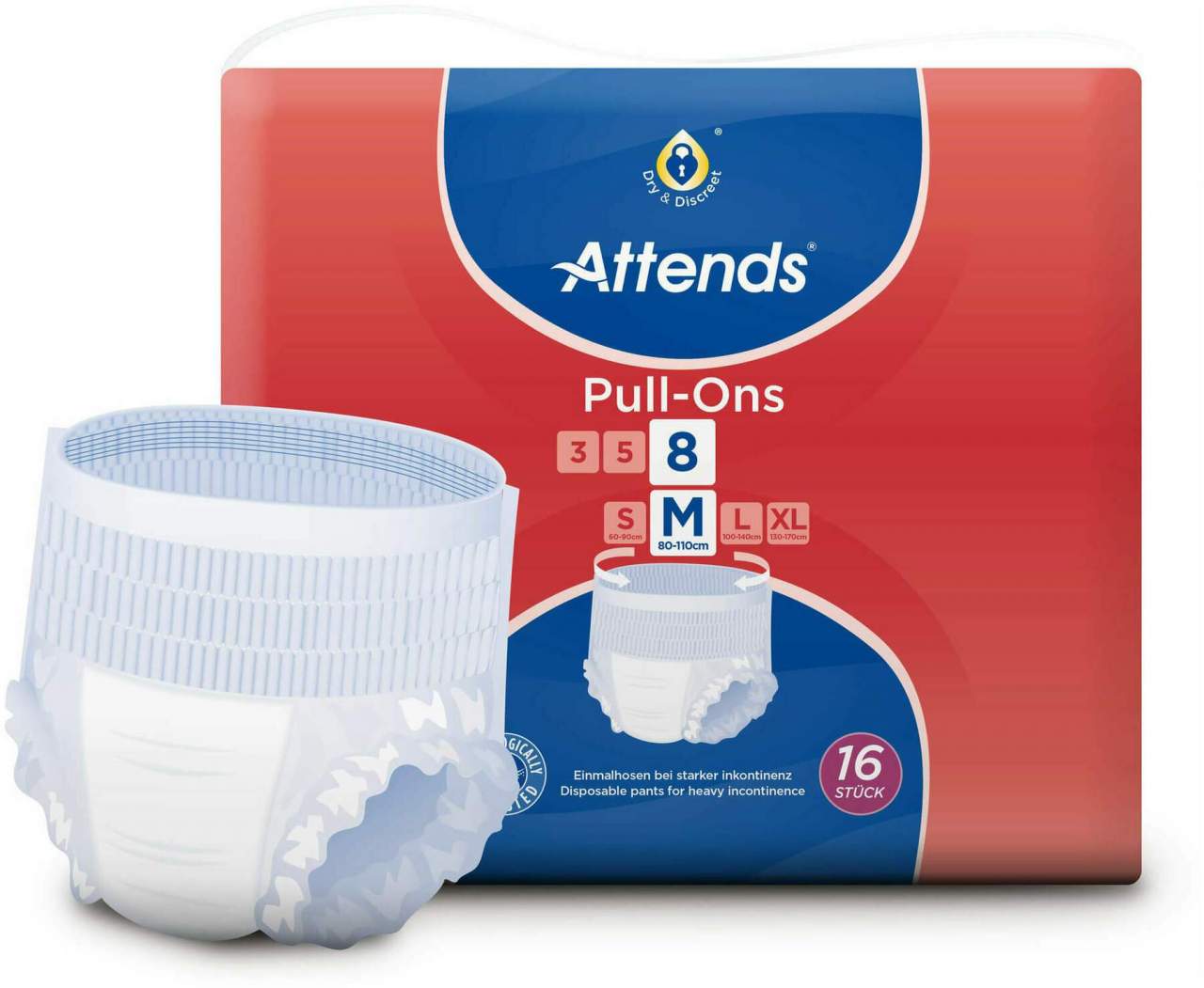 Attends Pull Ons 8 Medium 16 Stück