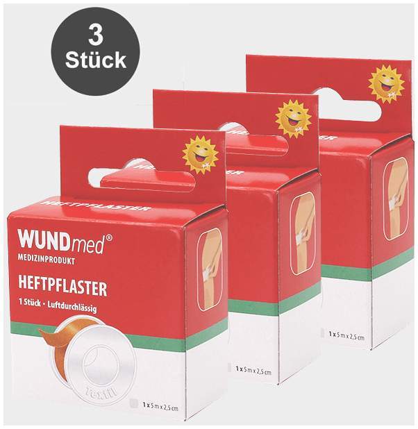 Heftpflaster Textil 500 cm x 2,5 cm 3 Stück