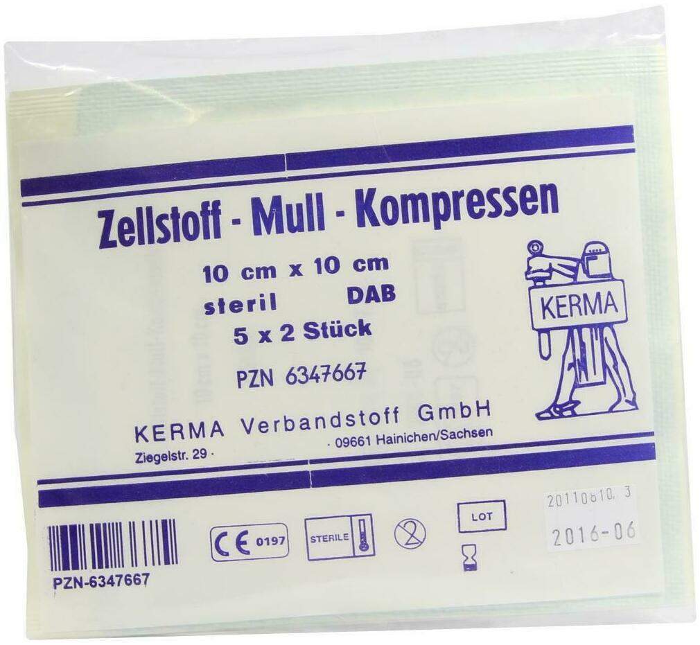 Zellstoff Mullkompressen 10cmx10cm Steril 5x2 Kompressen