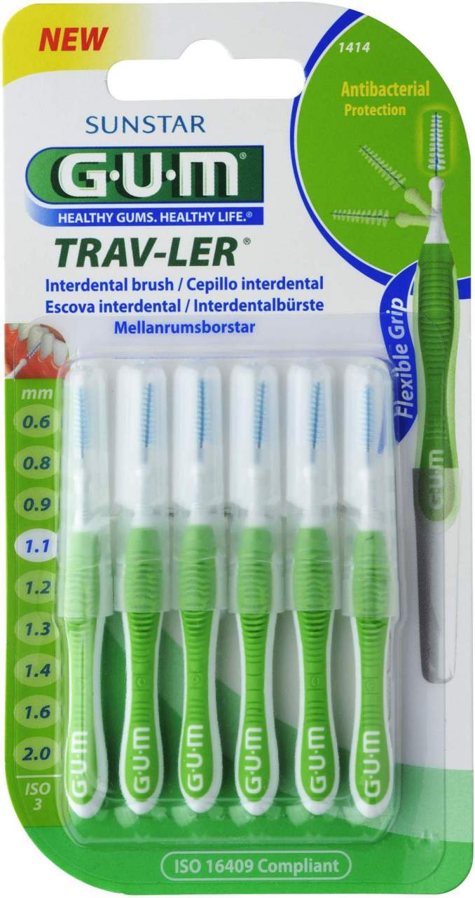Gum Trav - Ler 1,1 mm Tanne Grün 6 Interdentalbürsten Plus 6...