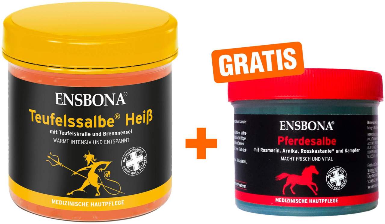 Ensbona Teufelssalbe Heiß 200 ml Salbe + Gratis Pferdesalbe 50 ml Ensbona Classic