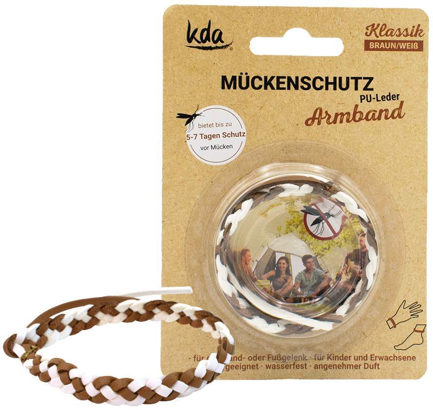 Mückenschutz Armband Pu Leder Braun-Weiß Kda 1 Stück