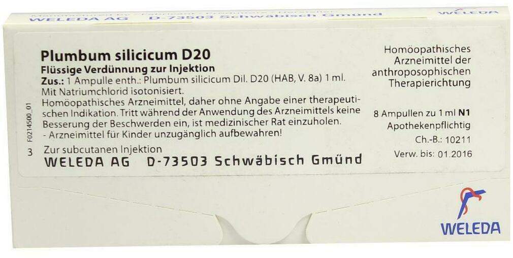 Weleda Plumbum Silicicum D20 8 X 1 ml Ampullen