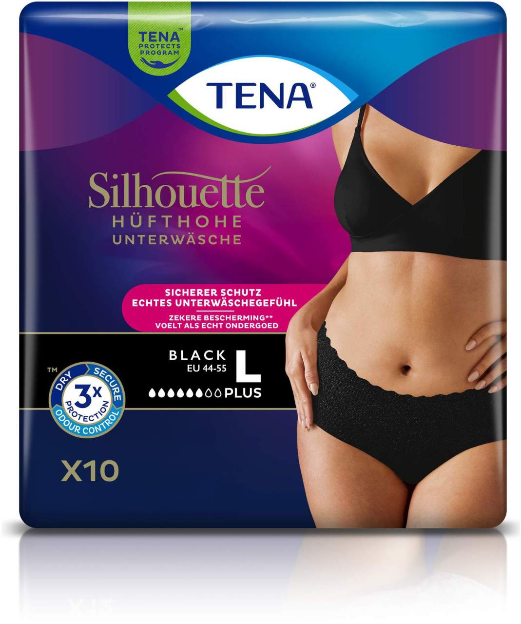 Tena Silhouette Plus L Black 2 X 10 Inkontinenzhosen