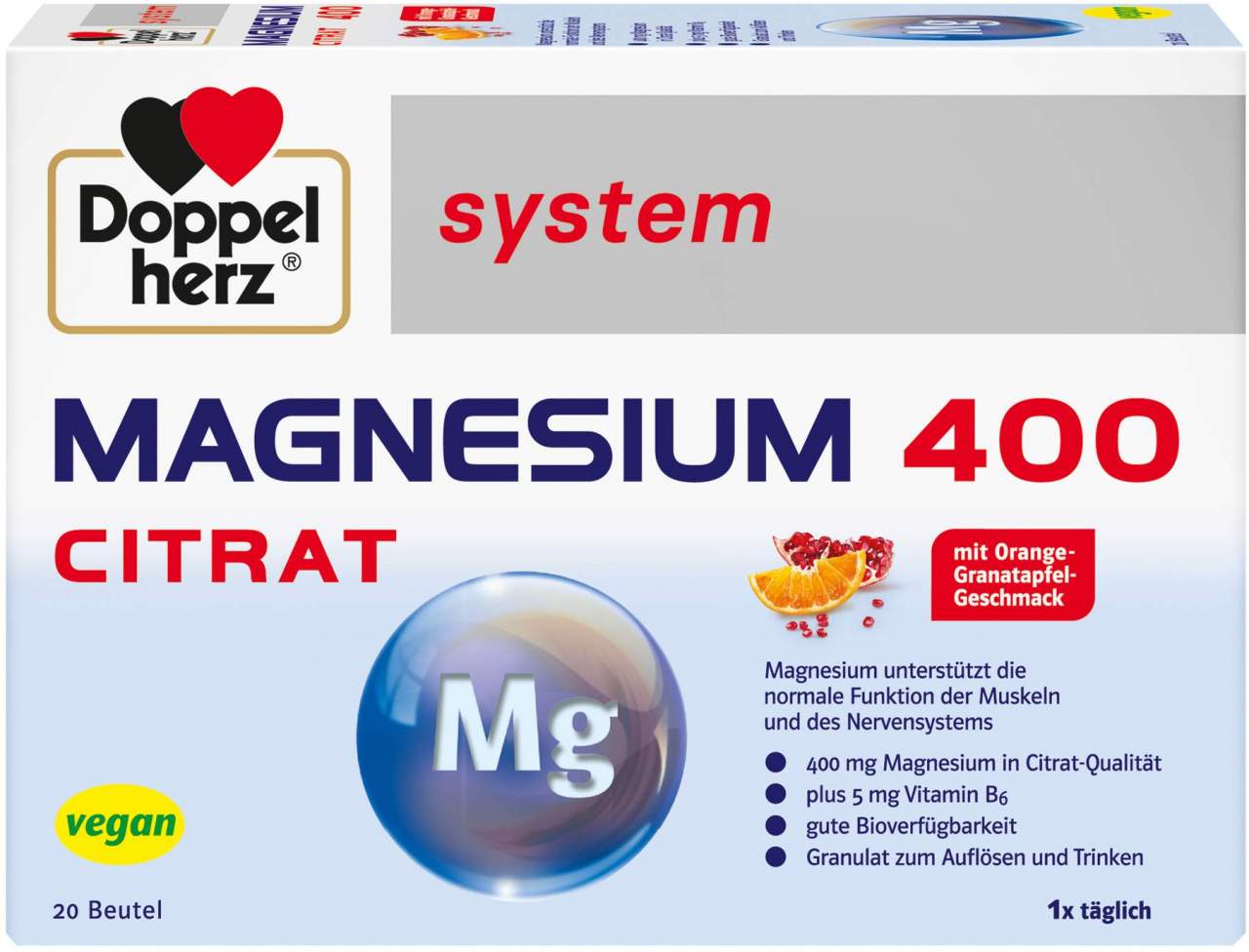 Doppelherz System Magnesium 400 Citrat Granulat 20 Beutel