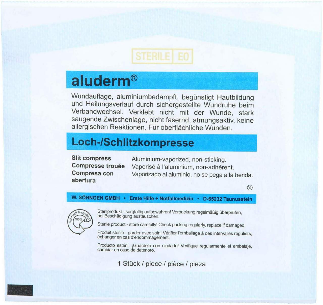 Aluderm Lochkompressen 8x9 cm Ch 32 1 Stück