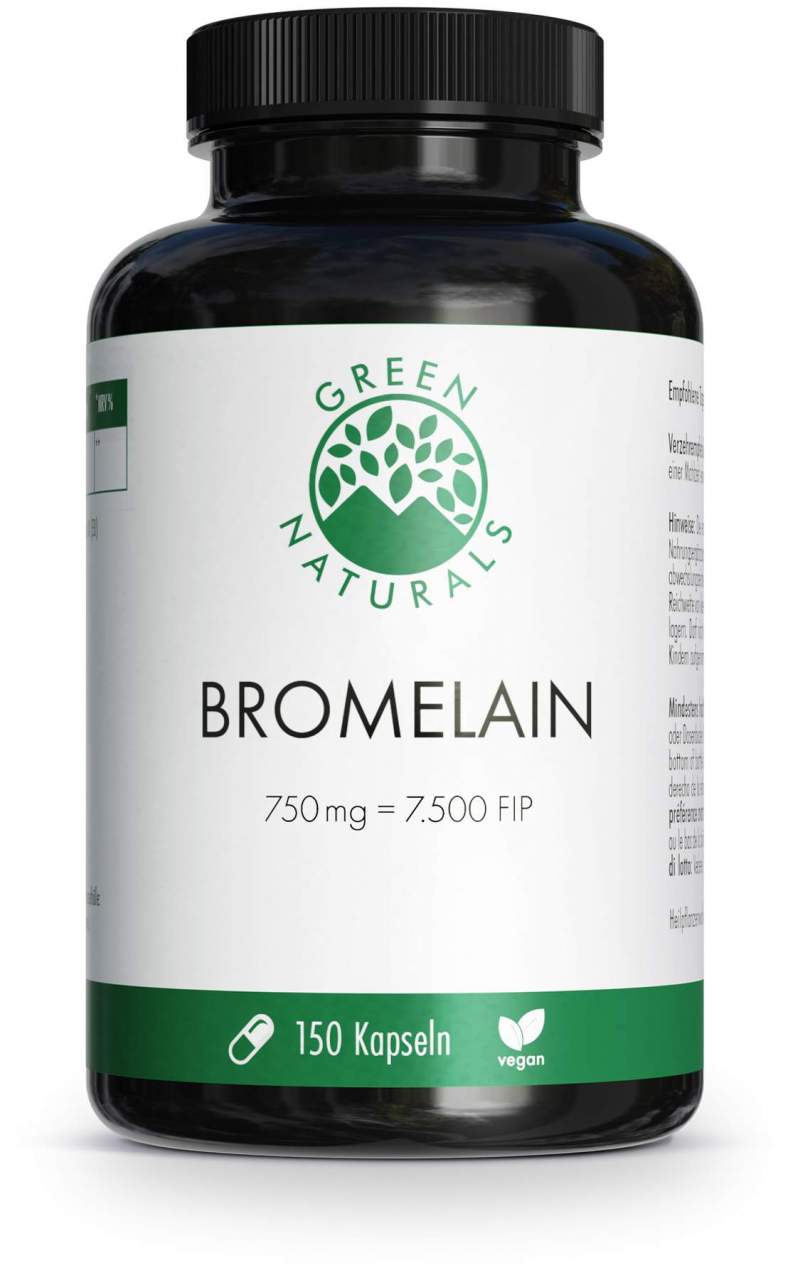 Green Naturals Bromelain 750 mg vegan mit 7500 FIP 150 Kapseln
