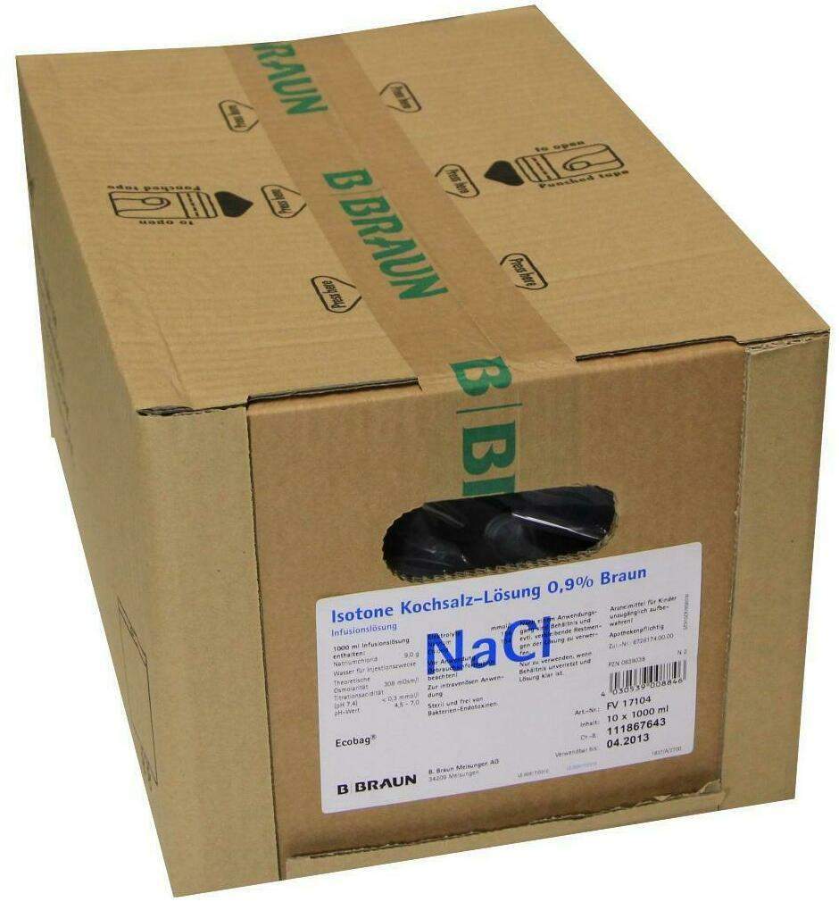 Natriumchlorid Infusionslösung 0,9% Braun Ecobag 10 X 1000 Ml...