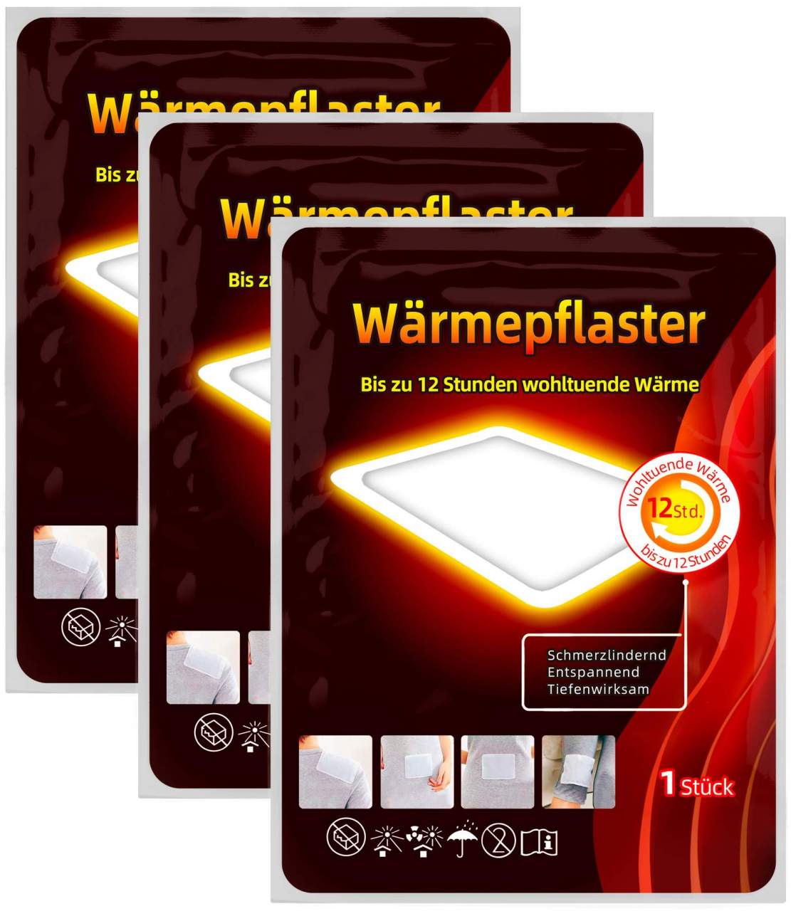 Wärmepflaster mit 12h Wärme 3erSet, 13 x 10 cm