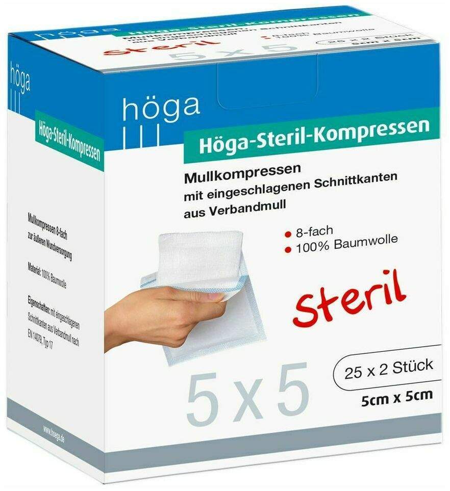 Höga Steril 25 X 2 Kompressen 5 X 5 cm 8 Fach