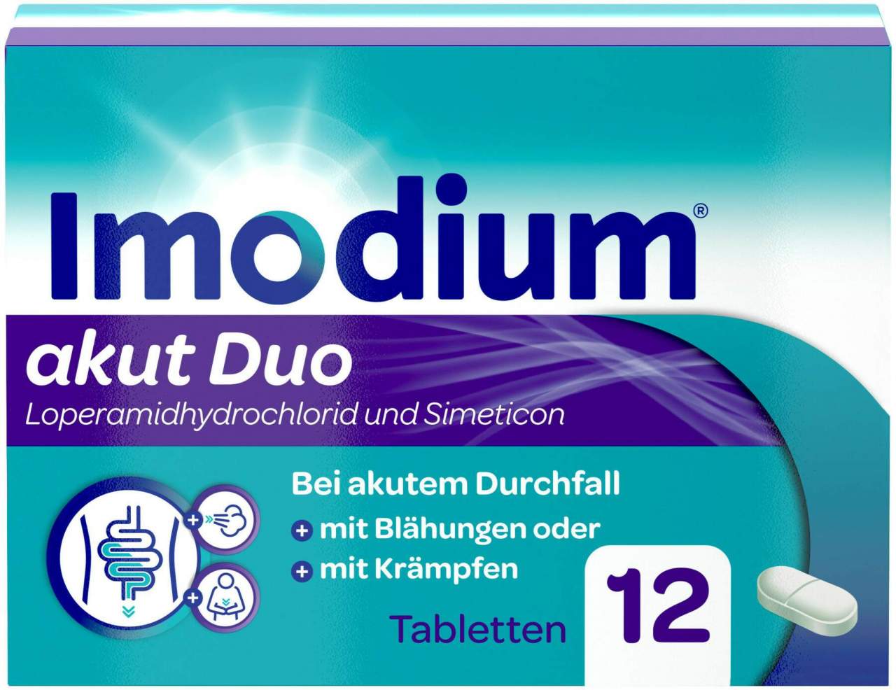 Imodium akut Duo 2 mg 125 mg 12 Tabletten