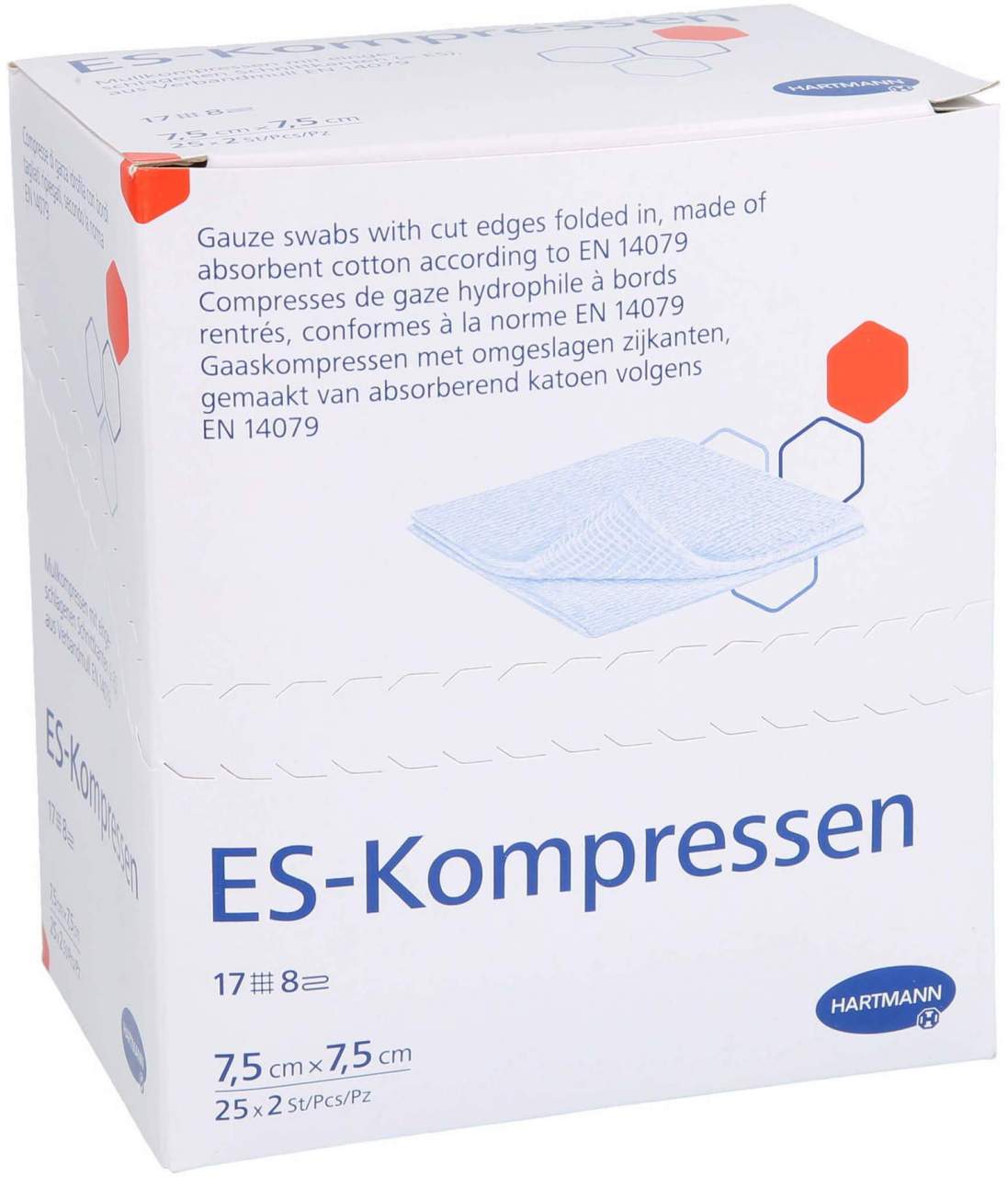 Es Kompressen Steril 7,5 X 7,5 cm 8fach 25 X 2 Stück