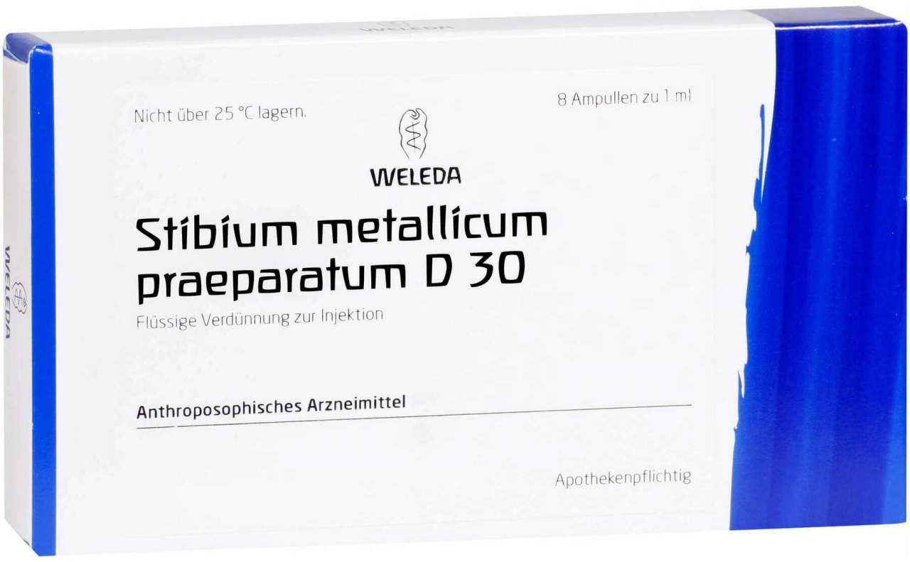 Weleda Stibium Metallicum Praeparatum D30 8 X 1 ml Ampullen