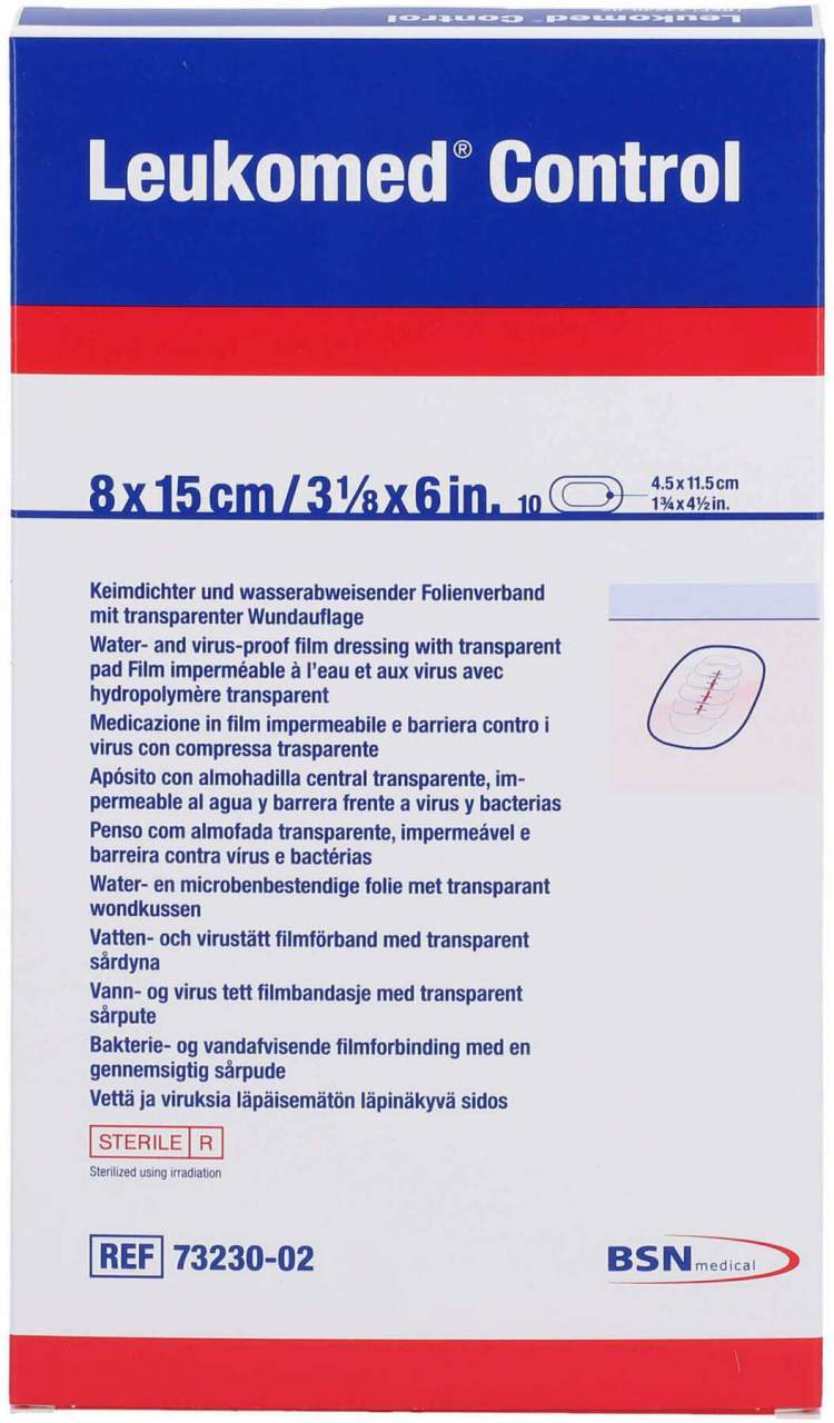 Leukomed Control Folienverband 8 X 15 cm 10 Stück