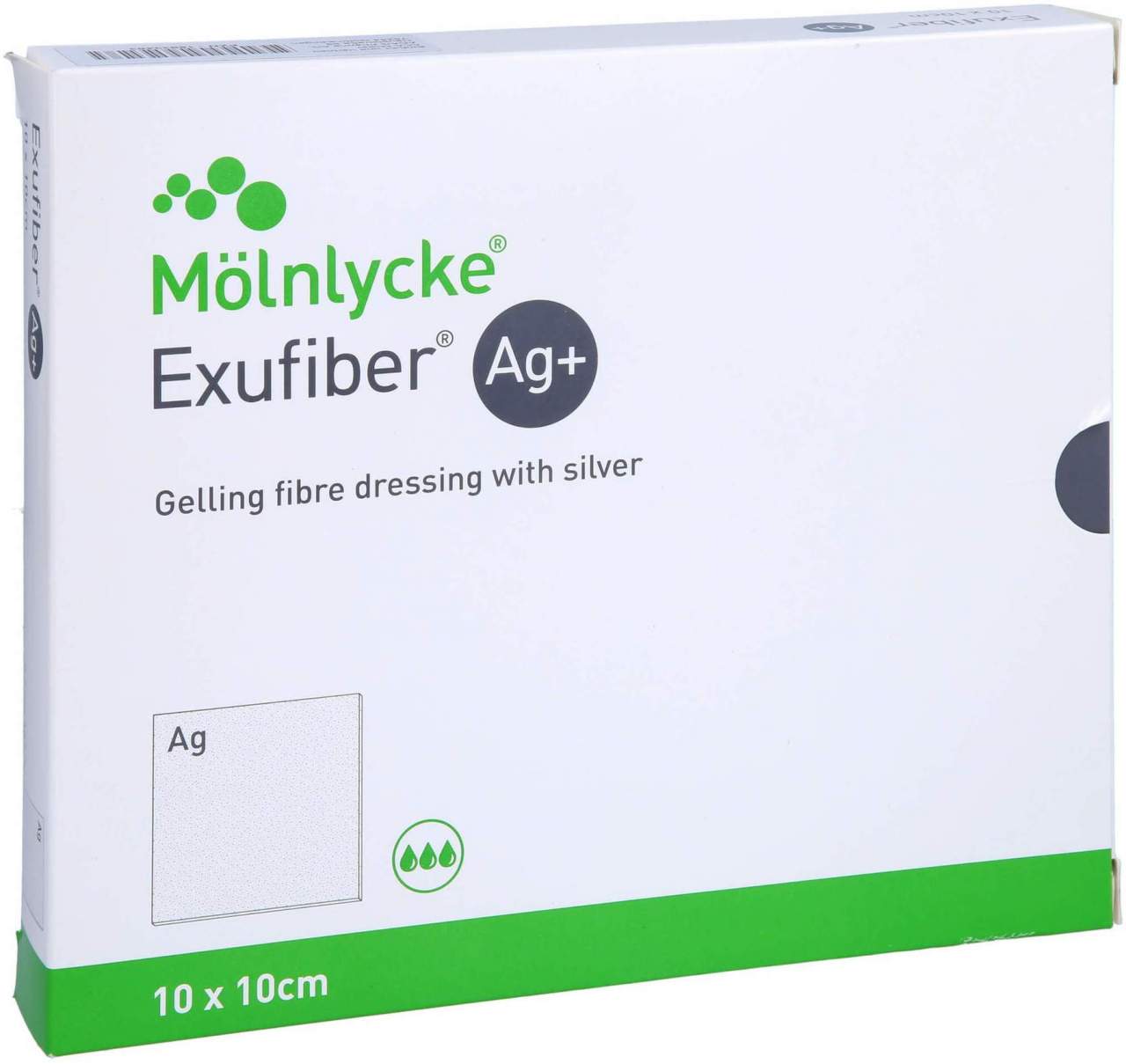 Exufiber Ag+ 10 X 10 cm Gelbild. Faserverb. M. Silber 10 Stück