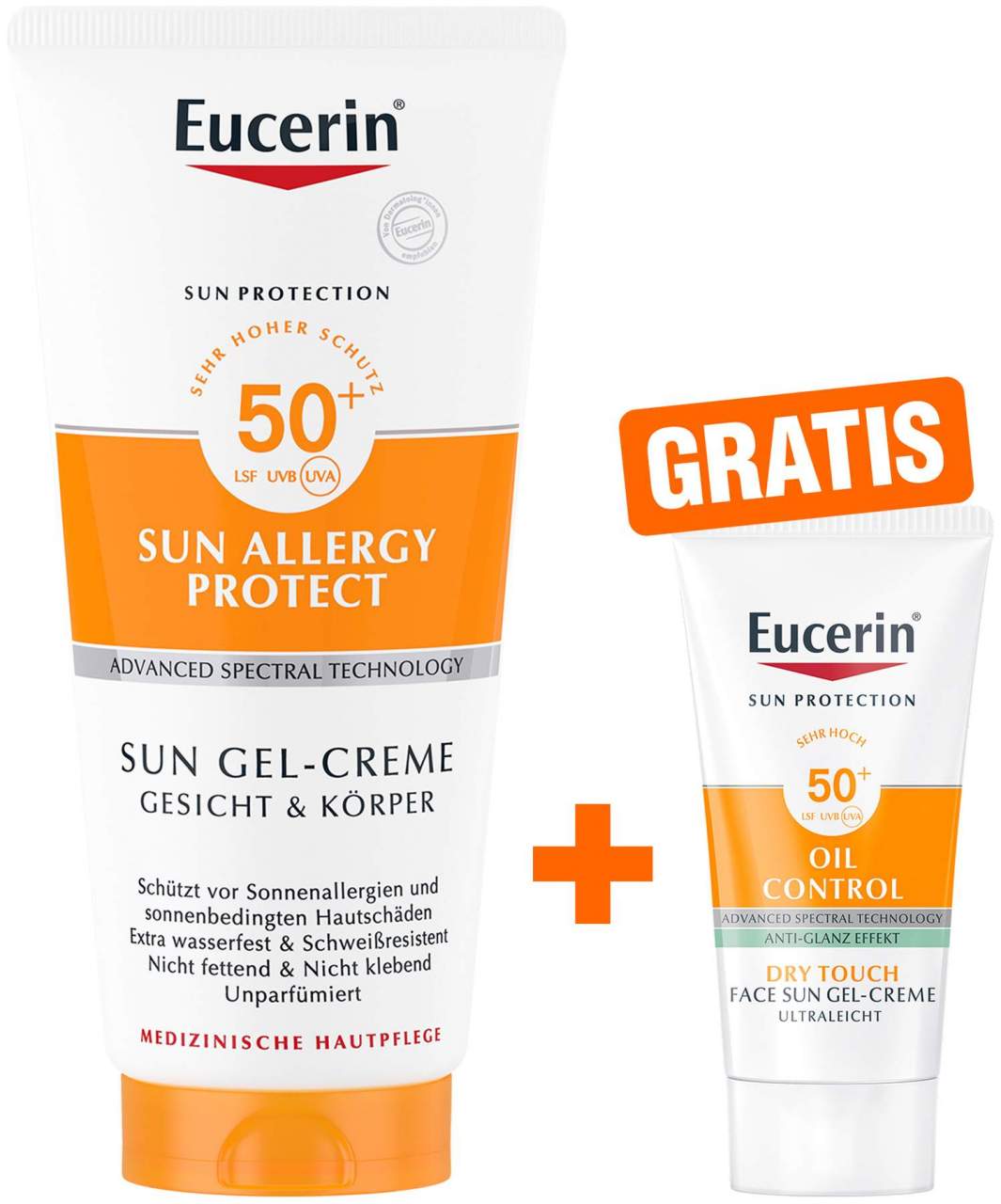 Eucerin Sun Allergy Protect Sun Gel-Creme LSF 50+ 200 ml + gratis Eucerin Sun-Gel Creme Oil Control 20 ml - Sonnenpflege