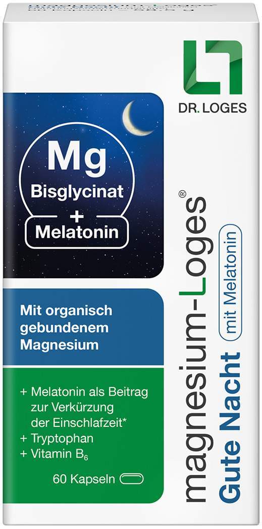 Magnesium-Loges Gute Nacht mit Melatonin 60 Kapseln