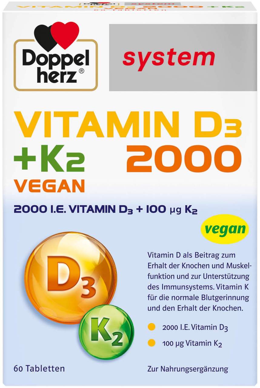 Doppelherz system Vitamin D3 2000 I.E. + K2 60 Tabletten