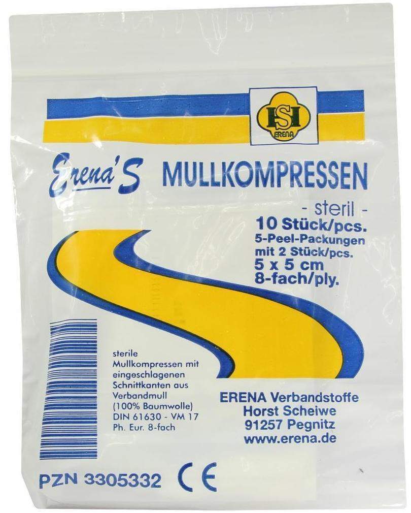 Erena Steril Mullkompresse 5 X 5 cm 8fach 5 X 2 Stück