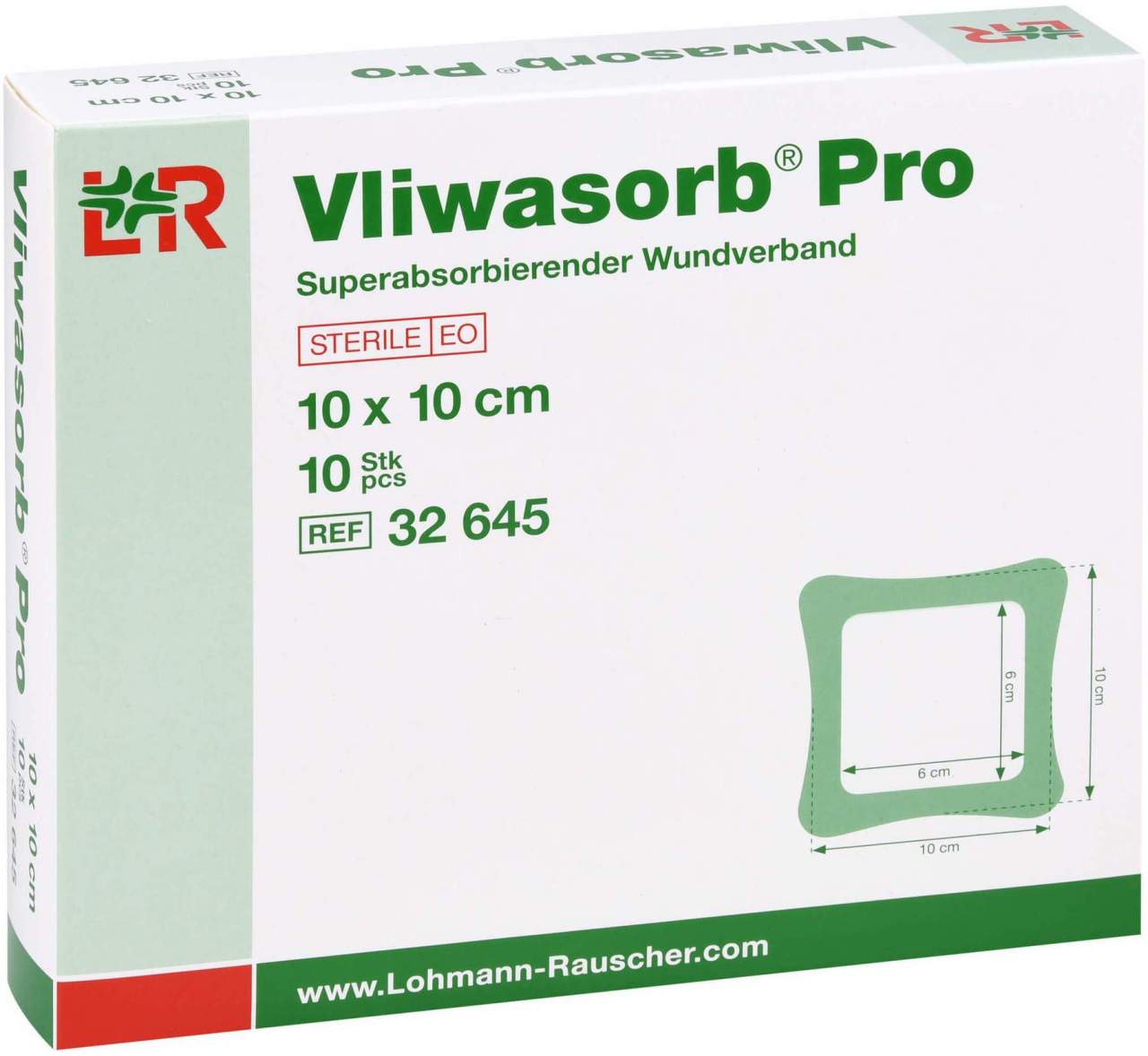 Vliwasorb Pro Superabsorb. Komp. Steril 10 X 10 cm 10 Stück