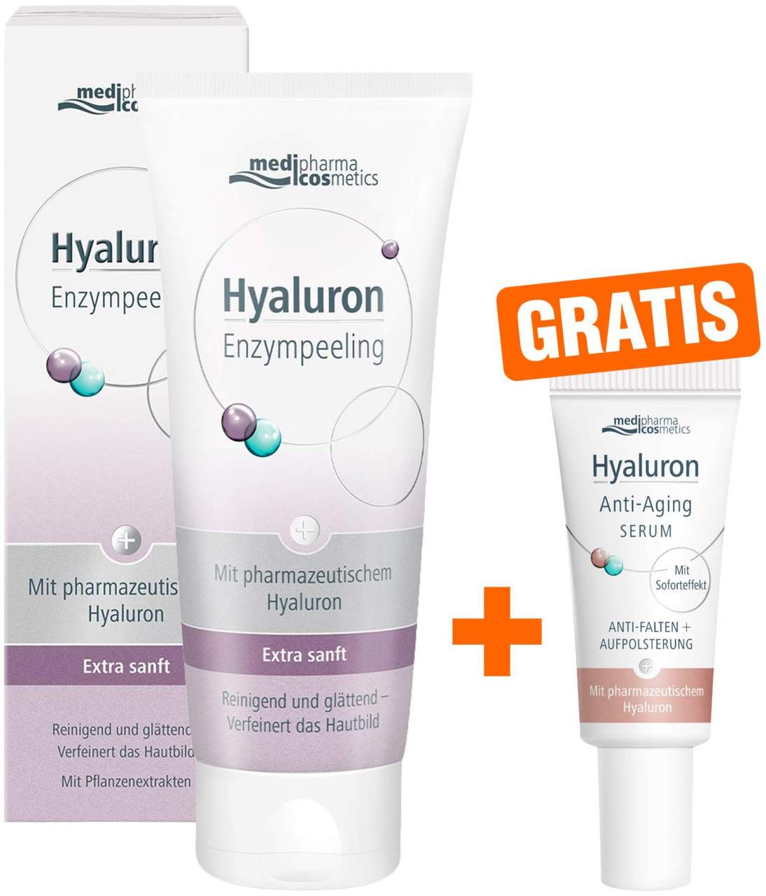 medipharma cosmetics Hyaluron Enzympeeling 100 ml + gratis Hyaluron Anti - Aging Serum 5 ml - Für ein seidig-weiches Hautgefühl