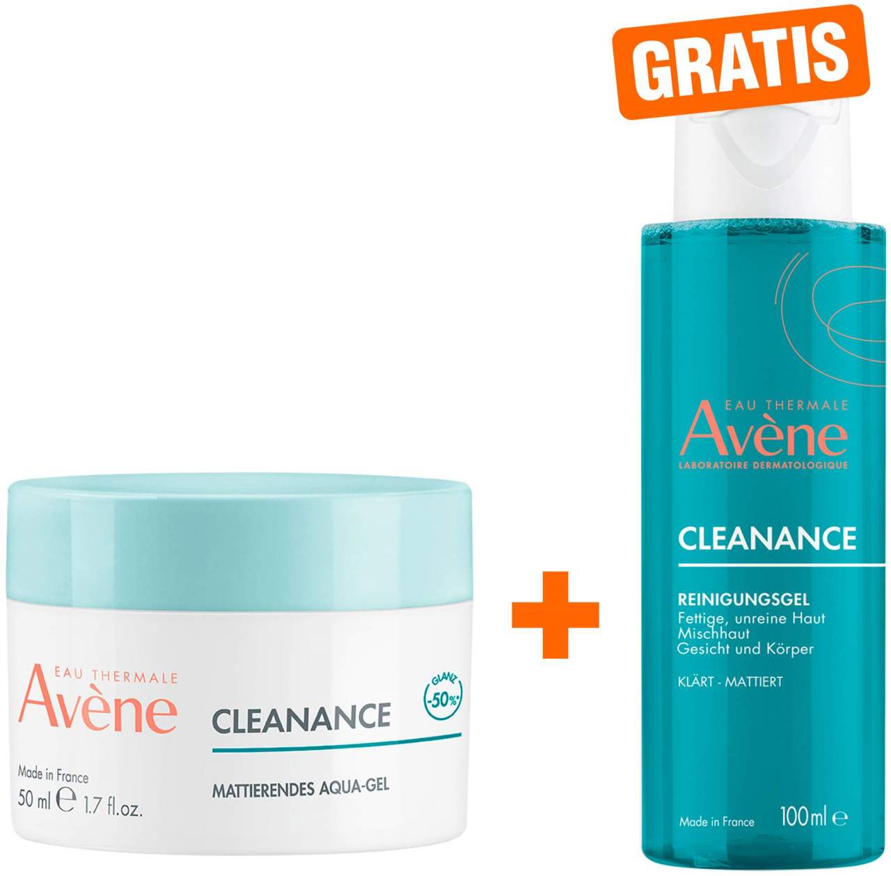 Avene Cleanance mattierendes Aqua-Gel für unreine Haut 50 ml + gratis Avene Cleanance Reinigungsgel 100 ml