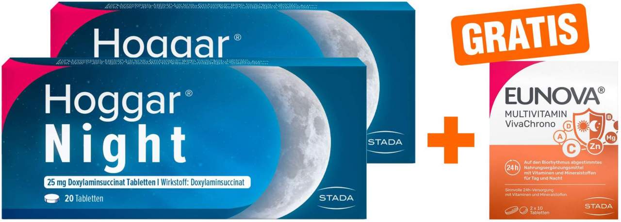 Hoggar Night 2 x 20 Tabletten + gratis Eunova VivaChrono 2 x 10 Tabletten