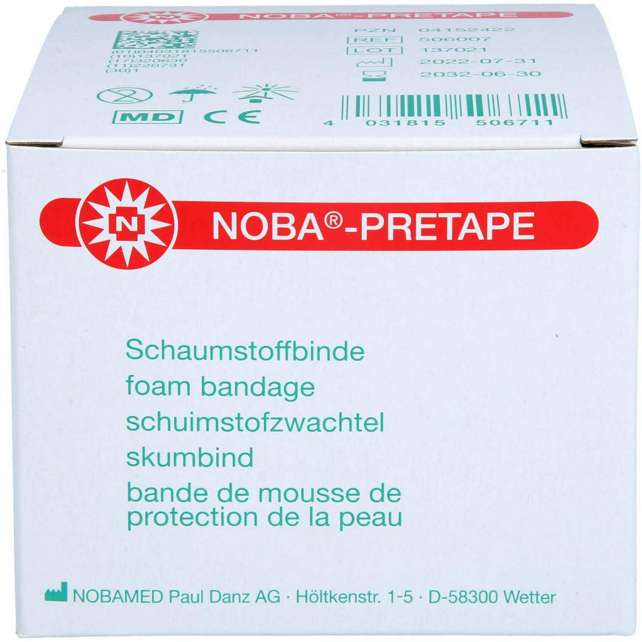 Noba Pretape Schaumstoffbinde 7 cm X 27,5 M 1 Stück