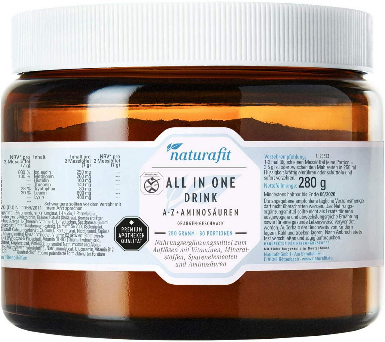 Naturafit All in One Drink A-Z+aminosäuren 280 G Pulver